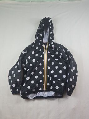 Kids K-Way Black Jacket with White Polka Dots